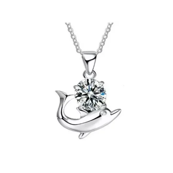 💎 Cute Dolphin 925 Sterling Silver Bundle Necklace Earrings Pendant - Picture 4 of 4